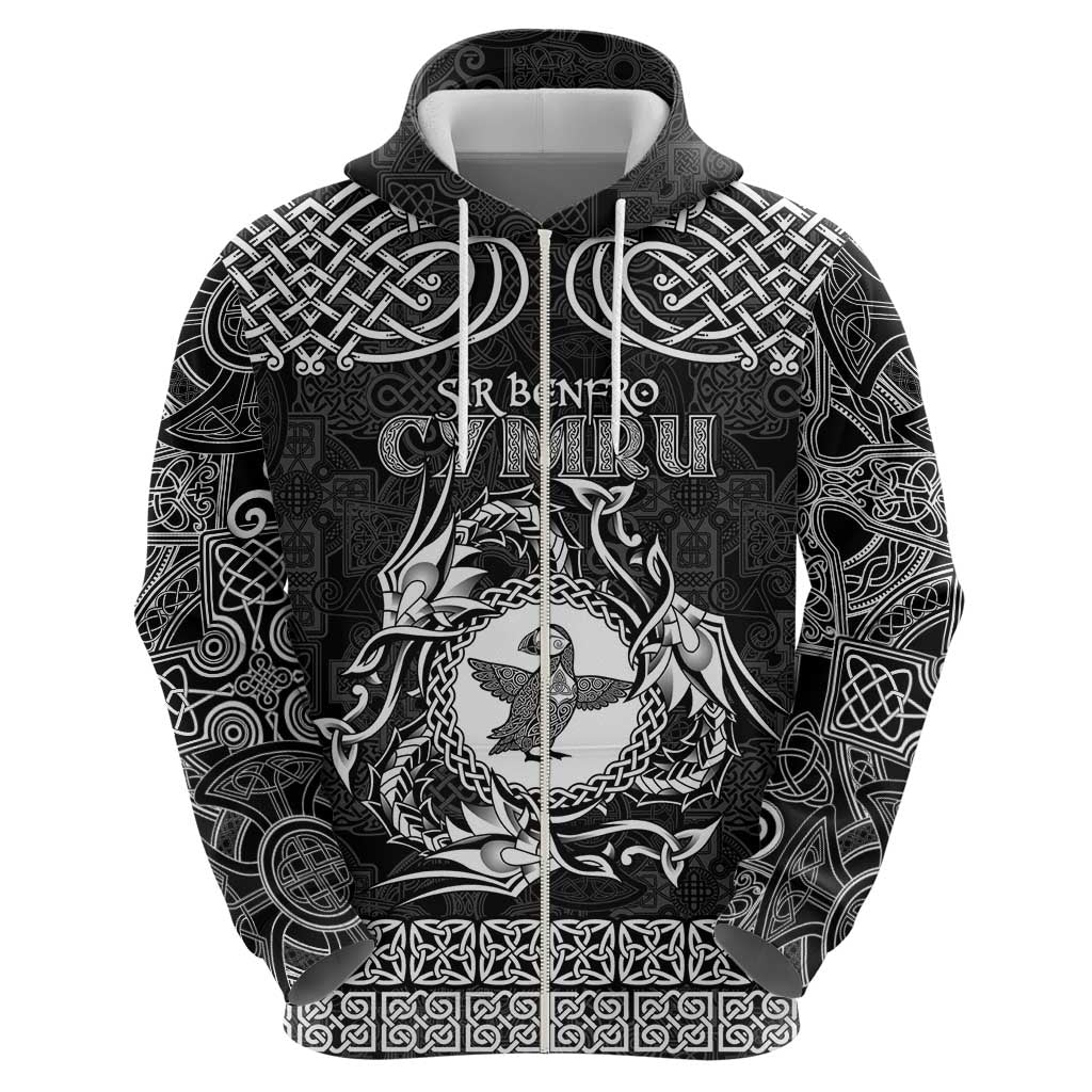 Personalized Pembrokeshire Sir Benfro Hoodie Black Puffin Celtic-inspired LT9