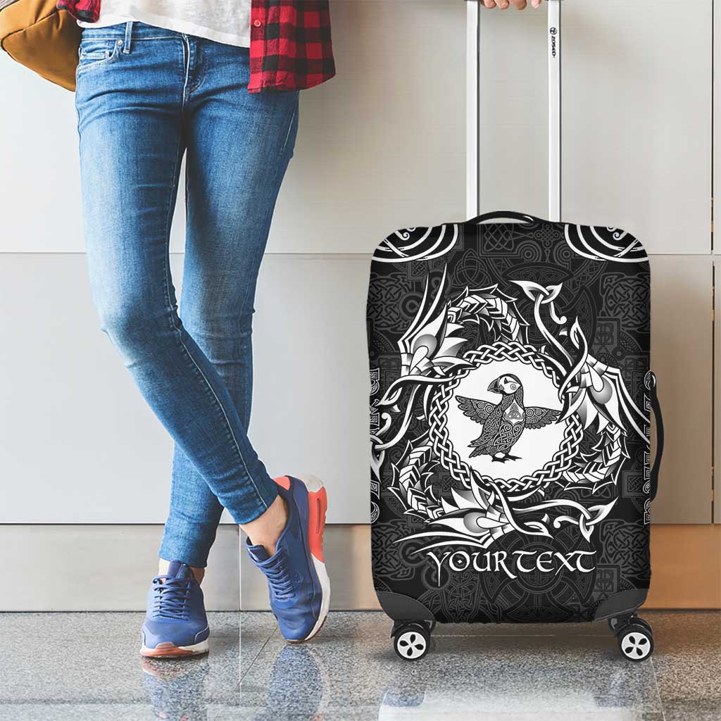 Personalized Pembrokeshire Sir Benfro Luggage Cover Black Puffin Celtic-inspired LT9