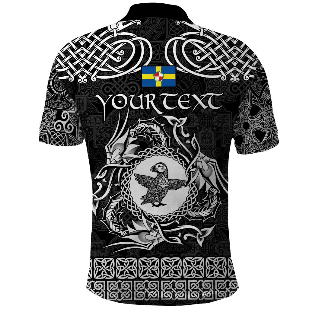 Personalized Pembrokeshire Sir Benfro Polo Shirt Black Puffin Celtic-inspired LT9