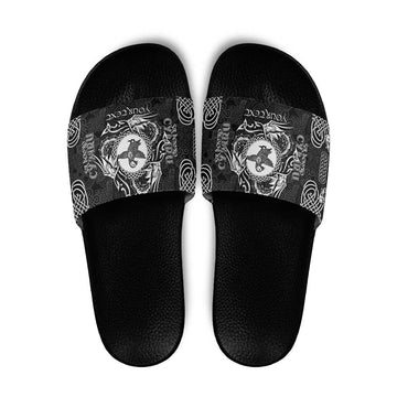 Personalized Pembrokeshire Sir Benfro Slide Sandals Black Puffin Celtic-inspired LT9