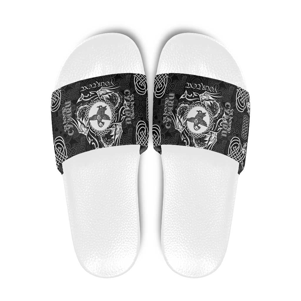 Personalized Pembrokeshire Sir Benfro Slide Sandals Black Puffin Celtic-inspired LT9