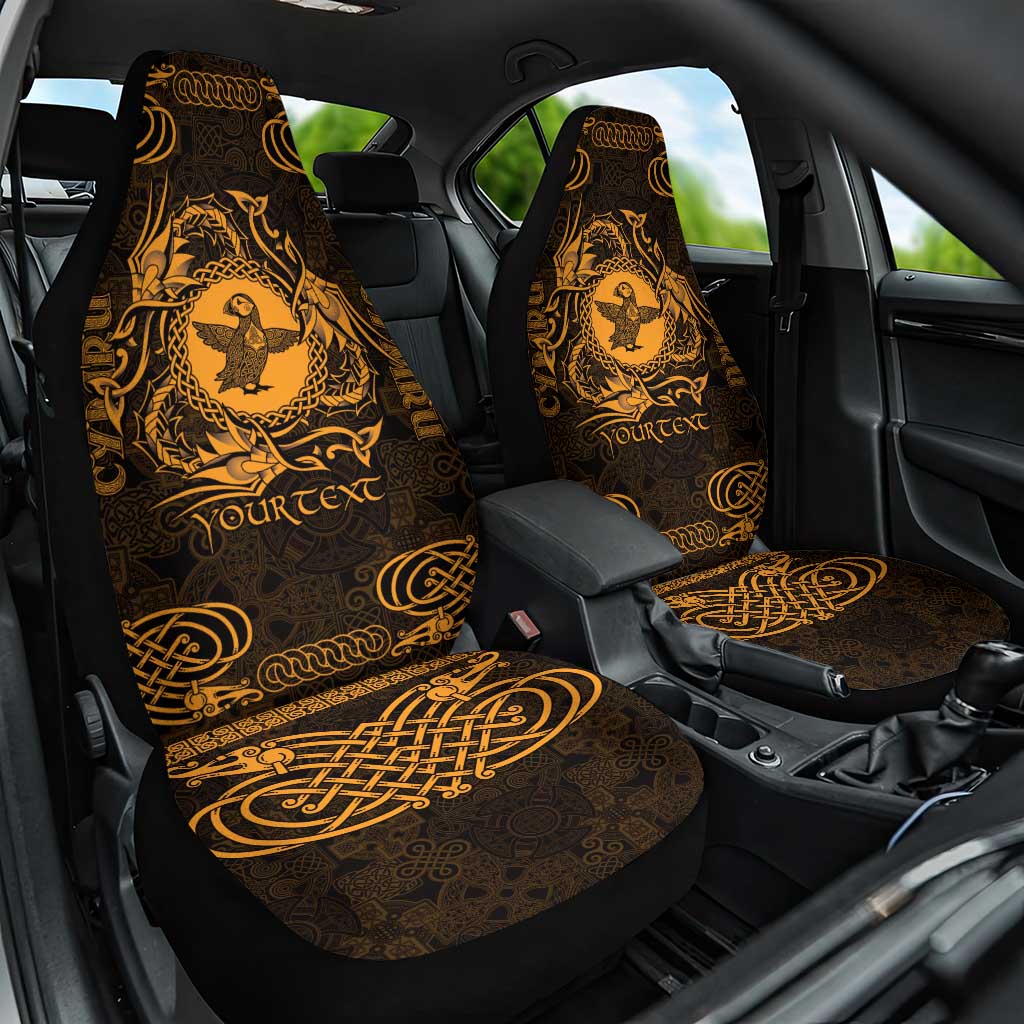 Personalized Pembrokeshire Sir Benfro Car Seat Cover Gold Puffin Celtic-inspired LT9