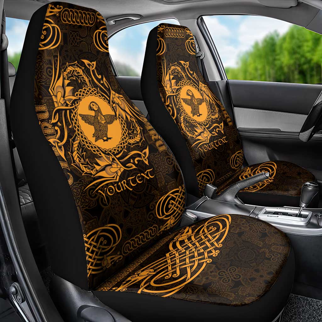Personalized Pembrokeshire Sir Benfro Car Seat Cover Gold Puffin Celtic-inspired LT9
