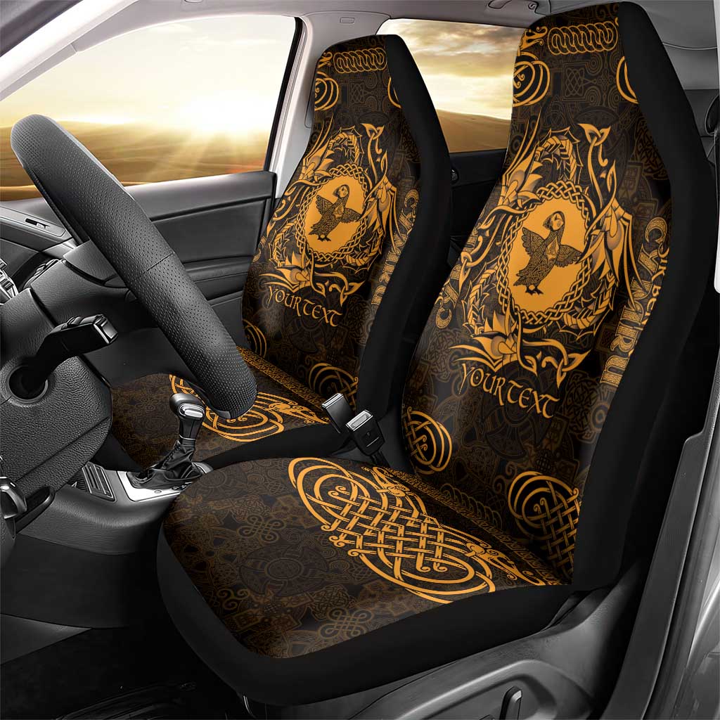 Personalized Pembrokeshire Sir Benfro Car Seat Cover Gold Puffin Celtic-inspired LT9