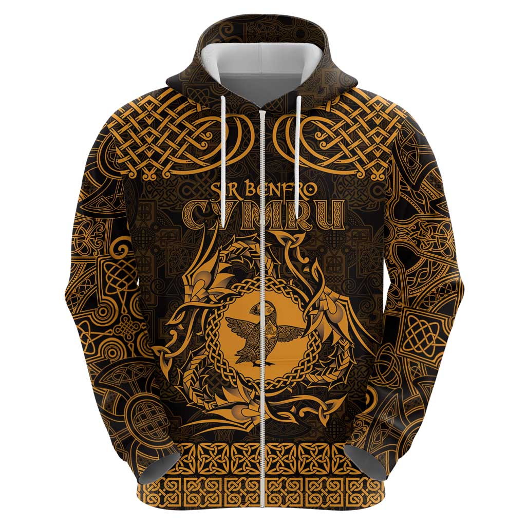 Personalized Pembrokeshire Sir Benfro Hoodie Gold Puffin Celtic-inspired LT9