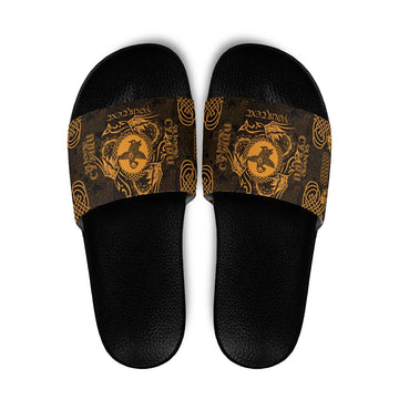 Personalized Pembrokeshire Sir Benfro Slide Sandals Gold Puffin Celtic-inspired LT9