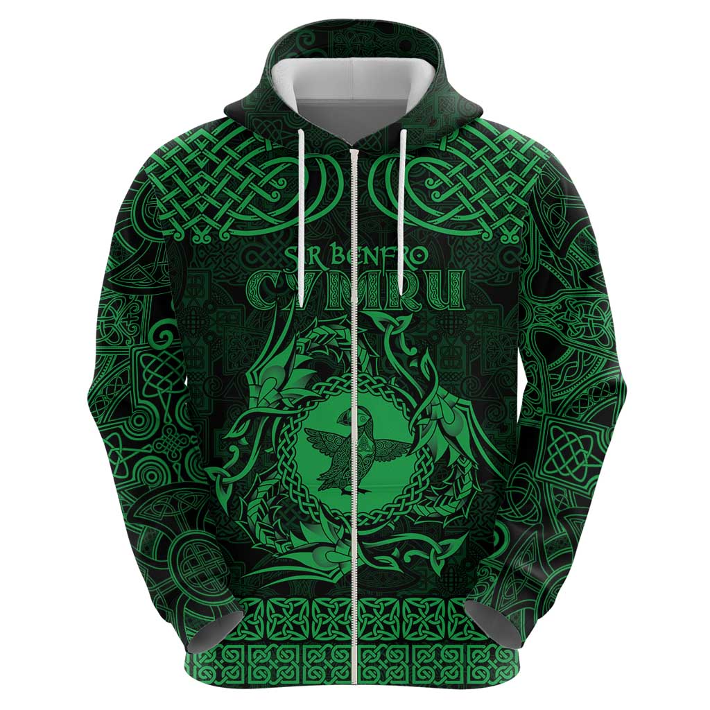 Personalized Pembrokeshire Sir Benfro Hoodie Green Puffin Celtic-inspired LT9