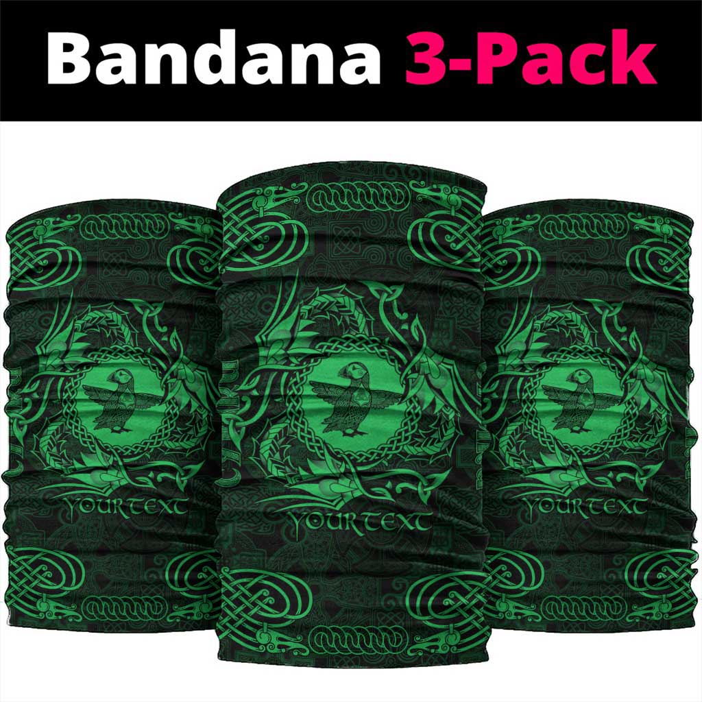 Personalized Pembrokeshire Sir Benfro Neck Gaiter Green Puffin Celtic-inspired LT9