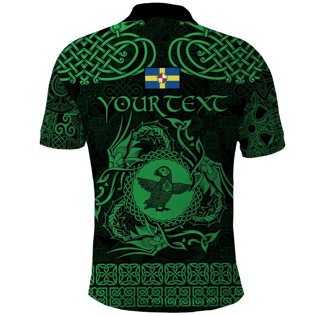 Personalized Pembrokeshire Sir Benfro Polo Shirt Green Puffin Celtic-inspired LT9