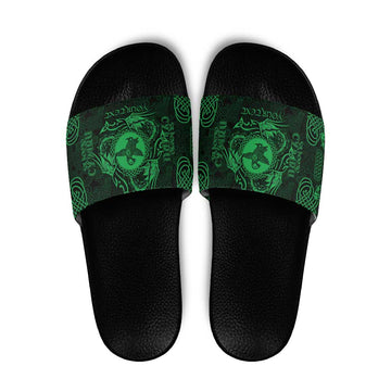Personalized Pembrokeshire Sir Benfro Slide Sandals Green Puffin Celtic-inspired LT9