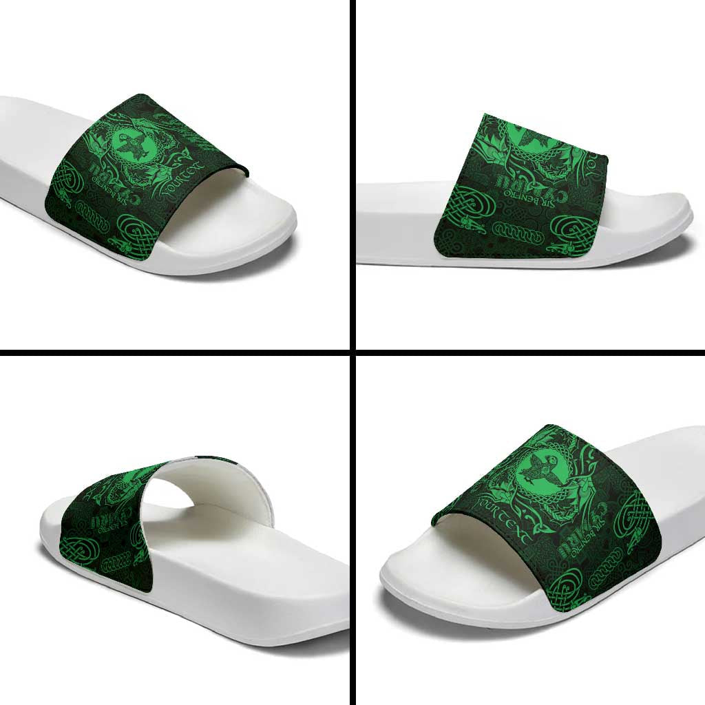Personalized Pembrokeshire Sir Benfro Slide Sandals Green Puffin Celtic-inspired LT9