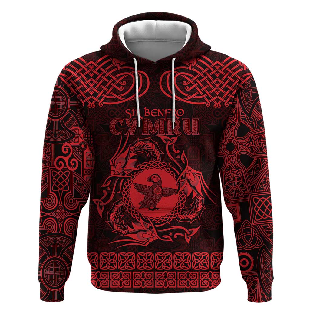 Personalized Pembrokeshire Sir Benfro Hoodie Red Puffin Celtic-inspired LT9