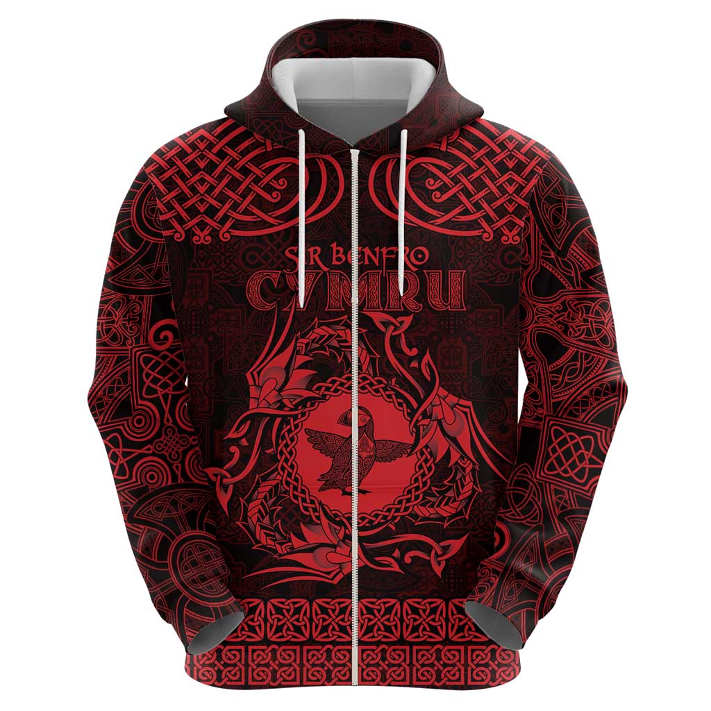 Personalized Pembrokeshire Sir Benfro Hoodie Red Puffin Celtic-inspired LT9
