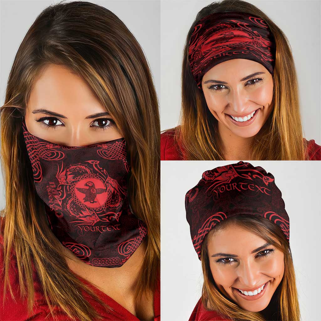 Personalized Pembrokeshire Sir Benfro Neck Gaiter Red Puffin Celtic-inspired LT9