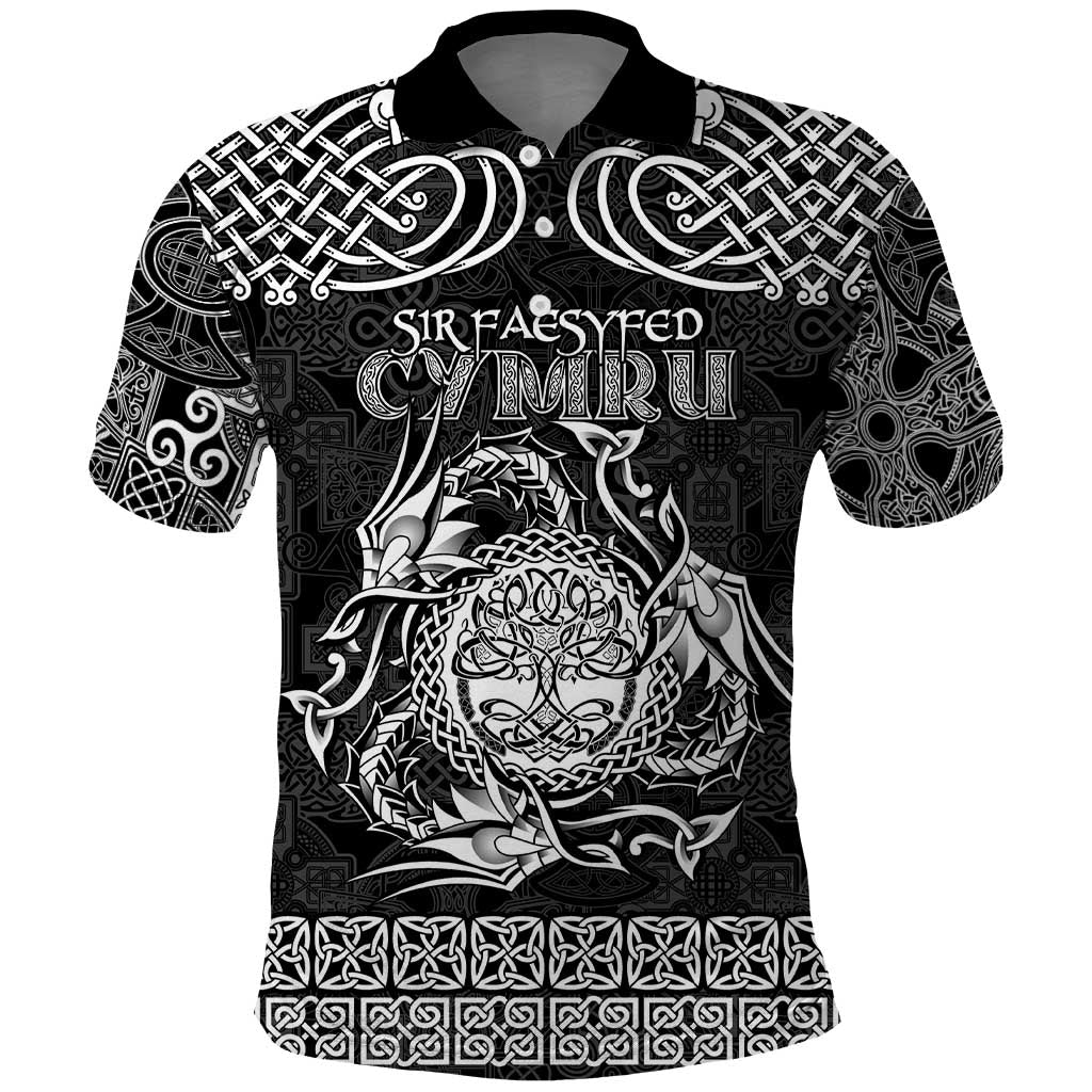 Personalized Radnorshire Sir Faesyfed Polo Shirt Black Oak Tree Of Life Celtic-inspired LT9