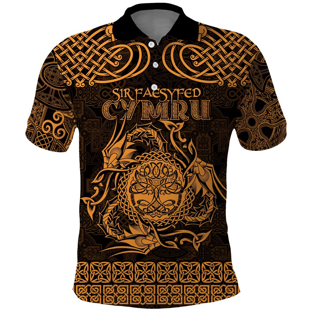 Personalized Radnorshire Sir Faesyfed Polo Shirt Gold Oak Tree Of Life Celtic-inspired LT9