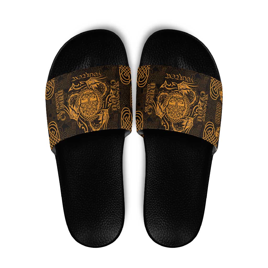 Personalized Radnorshire Sir Faesyfed Slide Sandals Gold Oak Tree Of Life Celtic-inspired LT9