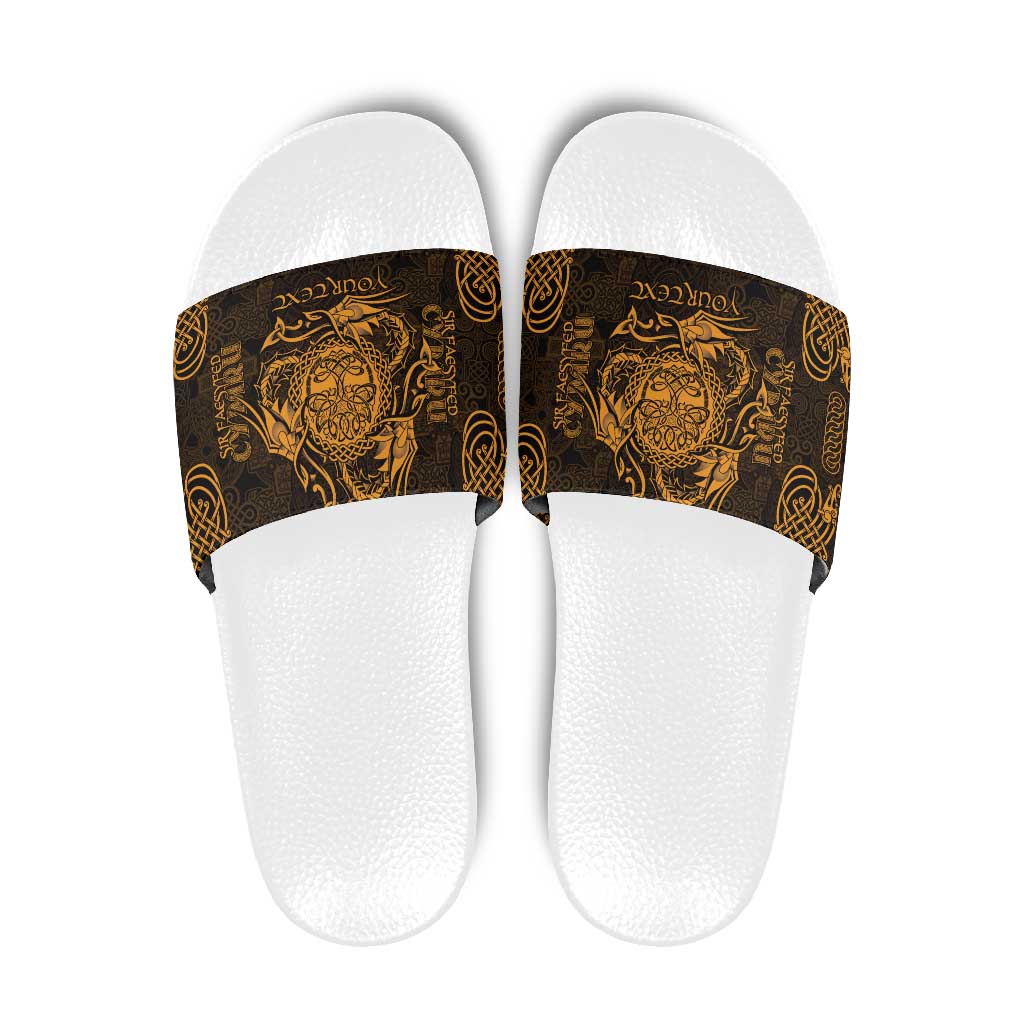 Personalized Radnorshire Sir Faesyfed Slide Sandals Gold Oak Tree Of Life Celtic-inspired LT9