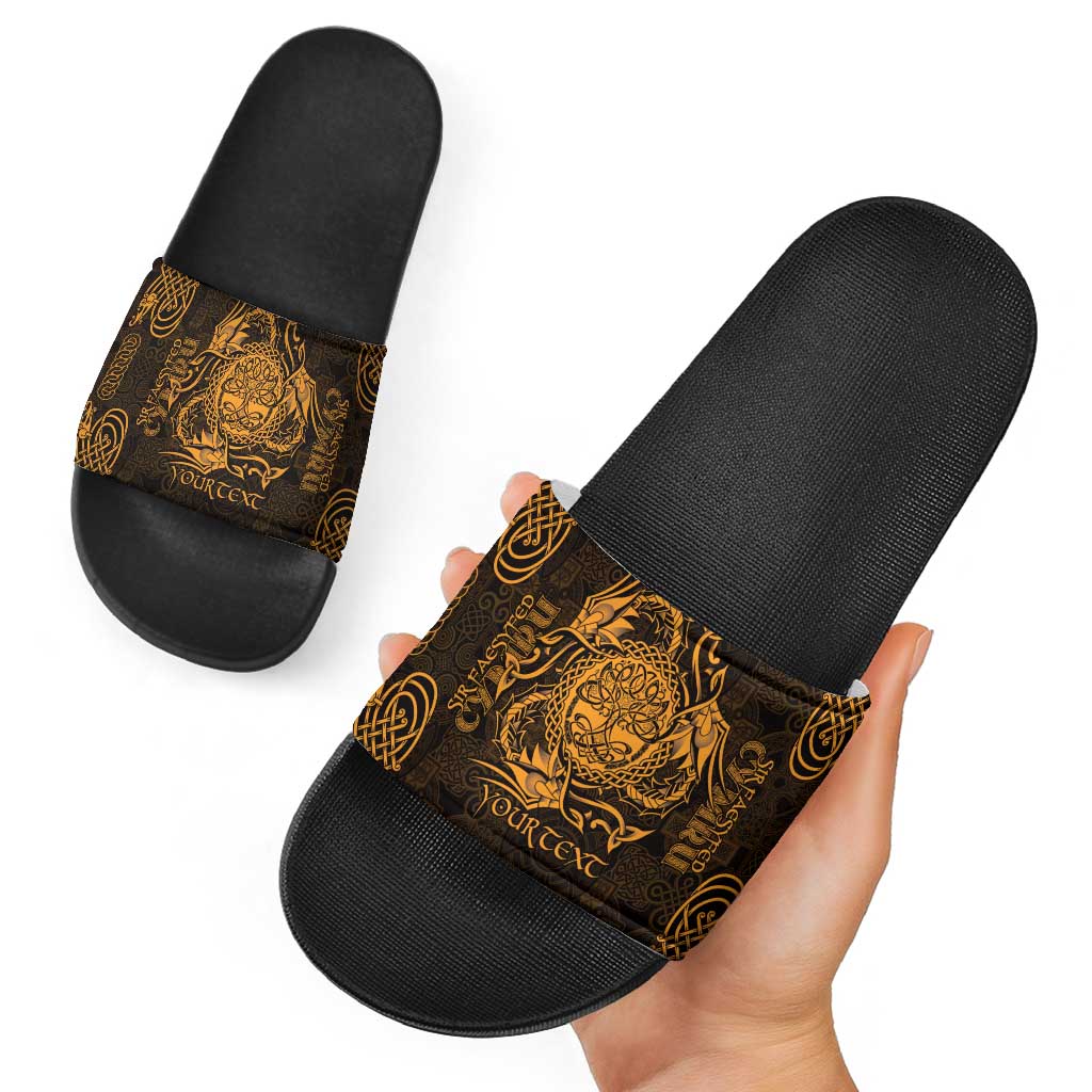 Personalized Radnorshire Sir Faesyfed Slide Sandals Gold Oak Tree Of Life Celtic-inspired LT9