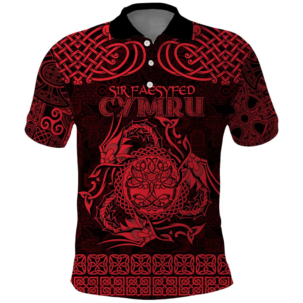 Personalized Radnorshire Sir Faesyfed Polo Shirt Red Oak Tree Of Life Celtic-inspired LT9