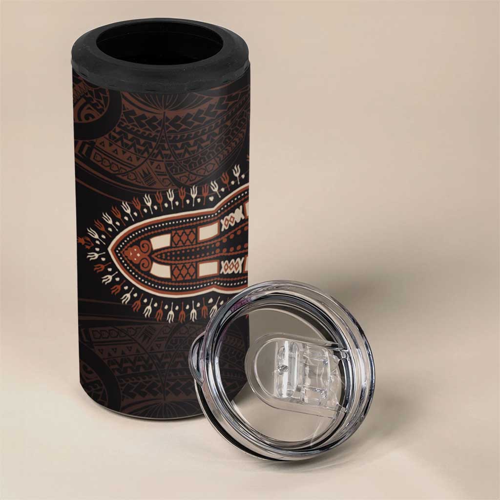 Dashiki and Polynesian Pattern 4 in 1 Can Cooler Tumbler Afro Pacific Culture Gold Version LT9