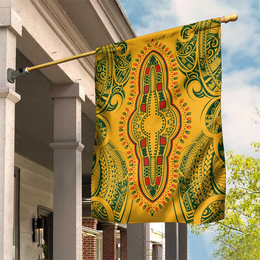 Dashiki and Polynesian Pattern Garden Flag Afro Pacific Culture Gold Version LT9