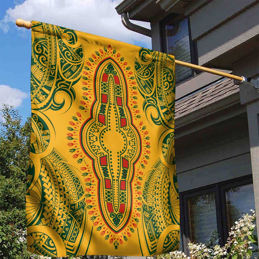 Dashiki and Polynesian Pattern Garden Flag Afro Pacific Culture Gold Version LT9