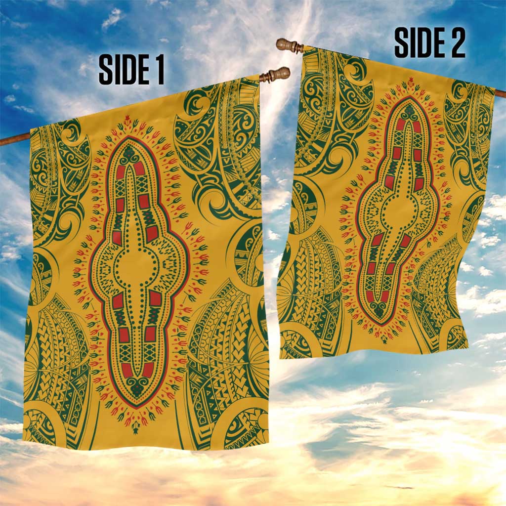 Dashiki and Polynesian Pattern Garden Flag Afro Pacific Culture Gold Version LT9