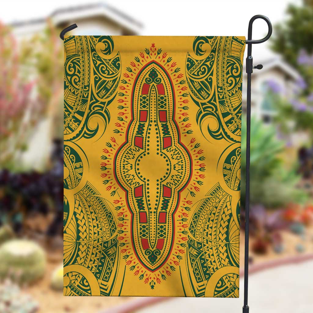 Dashiki and Polynesian Pattern Garden Flag Afro Pacific Culture Gold Version LT9
