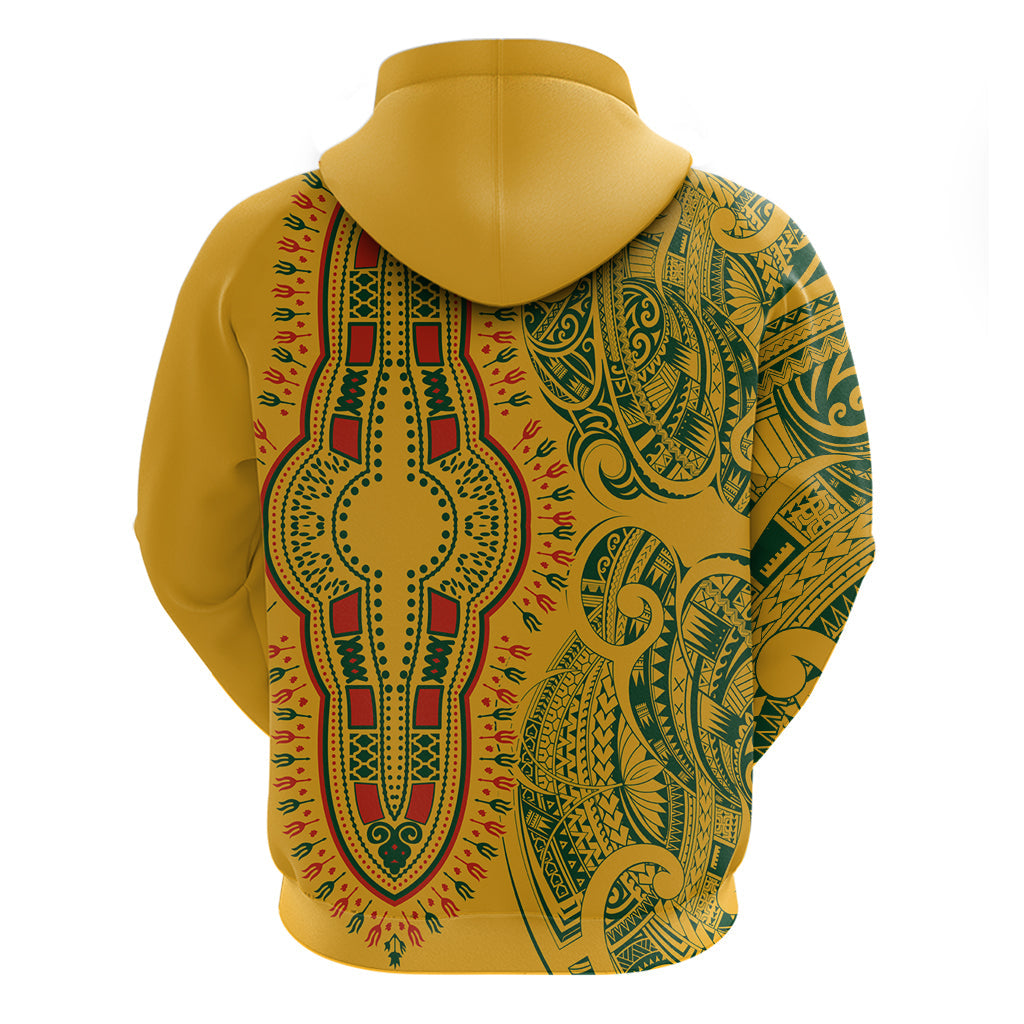 Africa Dashiki Hoodie African Tribal Art Mixed Polynesian Tattoo Gold Color Unique LT9