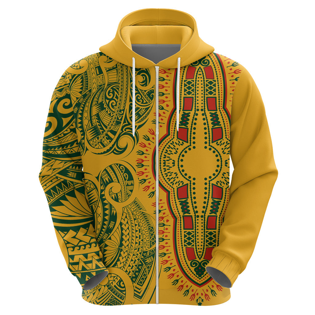 Africa Dashiki Hoodie African Tribal Art Mixed Polynesian Tattoo Gold Color Unique LT9