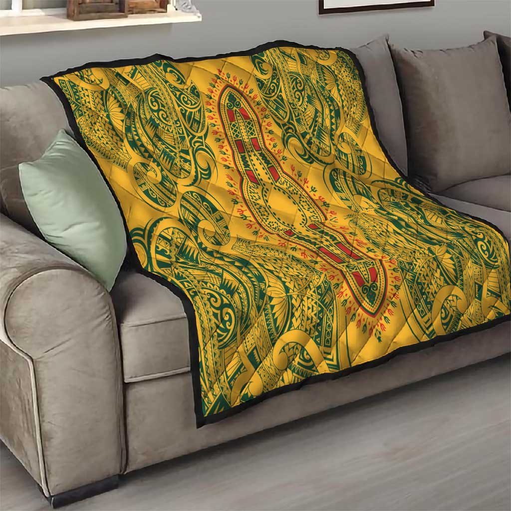 Dashiki and Polynesian Pattern Quilt Afro Pacific Culture Gold Version LT9