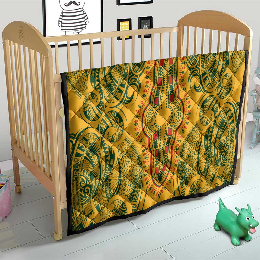Dashiki and Polynesian Pattern Quilt Afro Pacific Culture Gold Version LT9