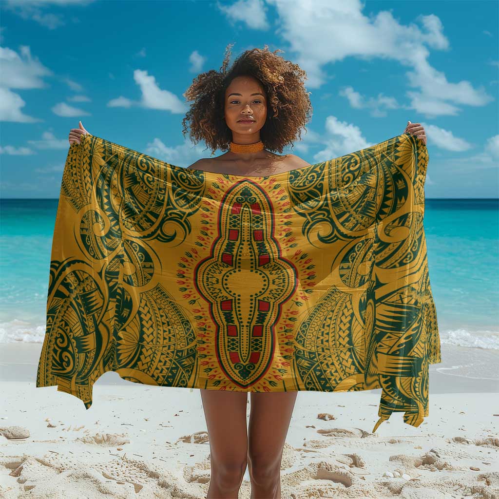 Dashiki and Polynesian Pattern Sarong Afro Pacific Culture Gold Version LT9