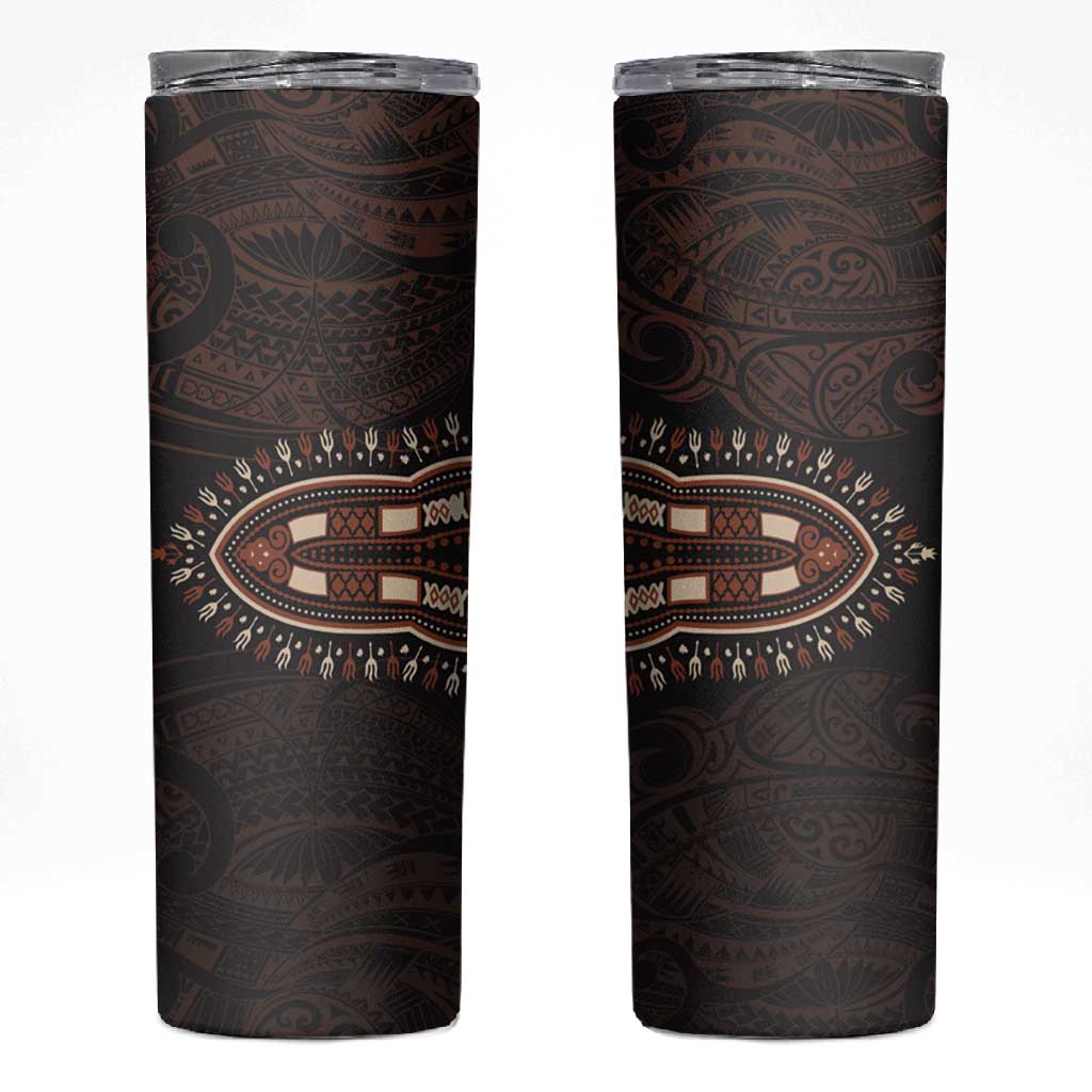 Dashiki and Polynesian Pattern Skinny Tumbler Afro Pacific Culture Gold Version LT9