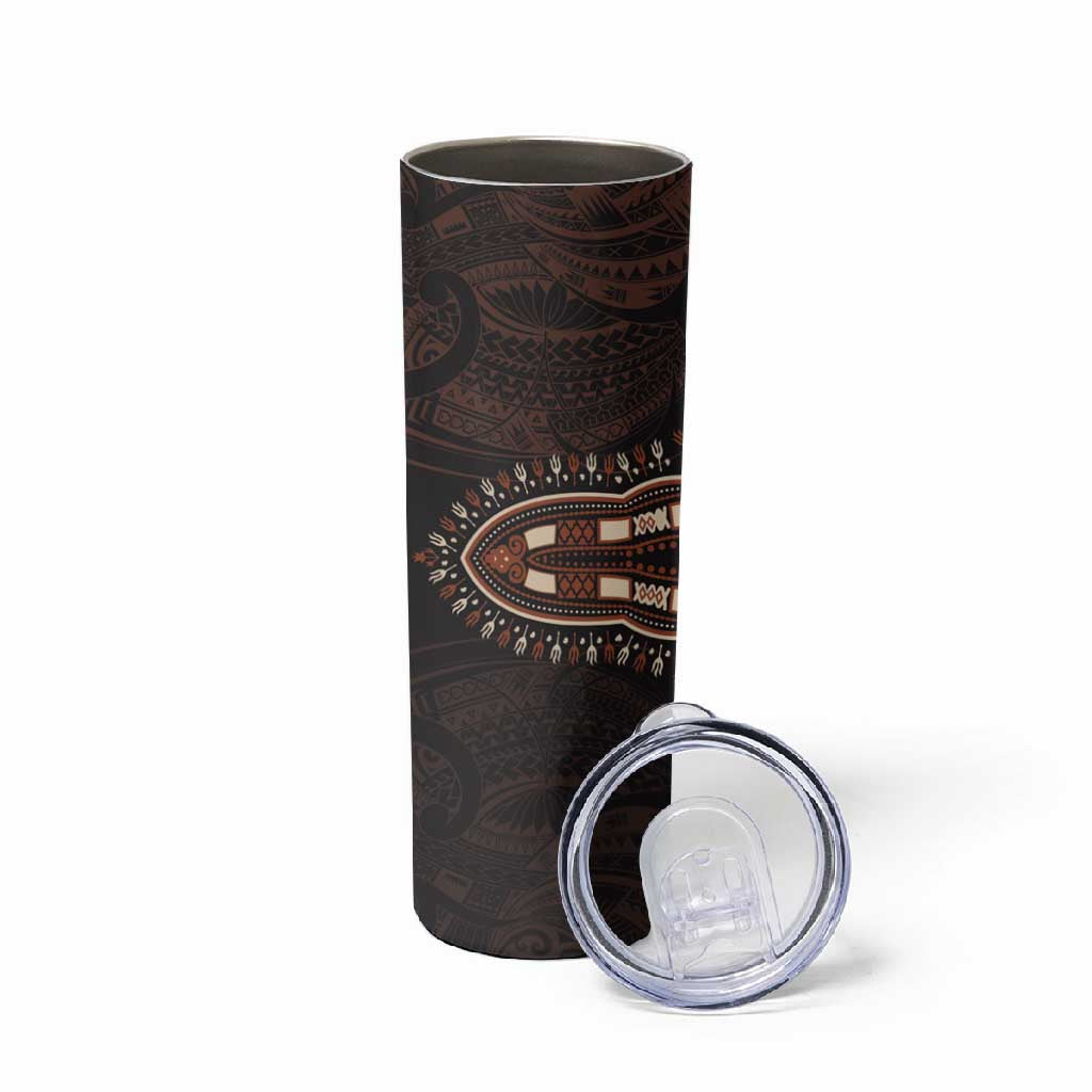 Dashiki and Polynesian Pattern Skinny Tumbler Afro Pacific Culture Gold Version LT9