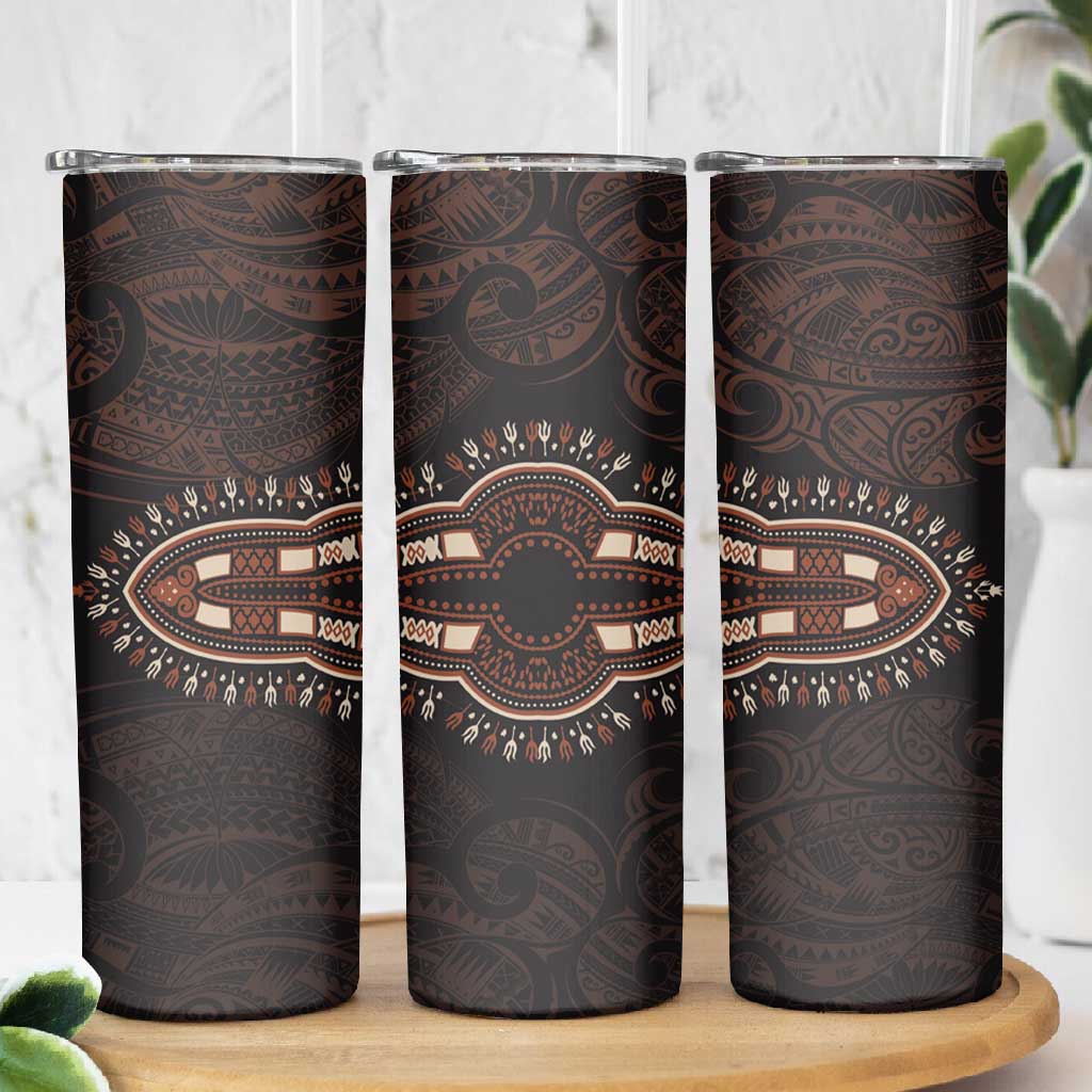 Dashiki and Polynesian Pattern Skinny Tumbler Afro Pacific Culture Gold Version LT9