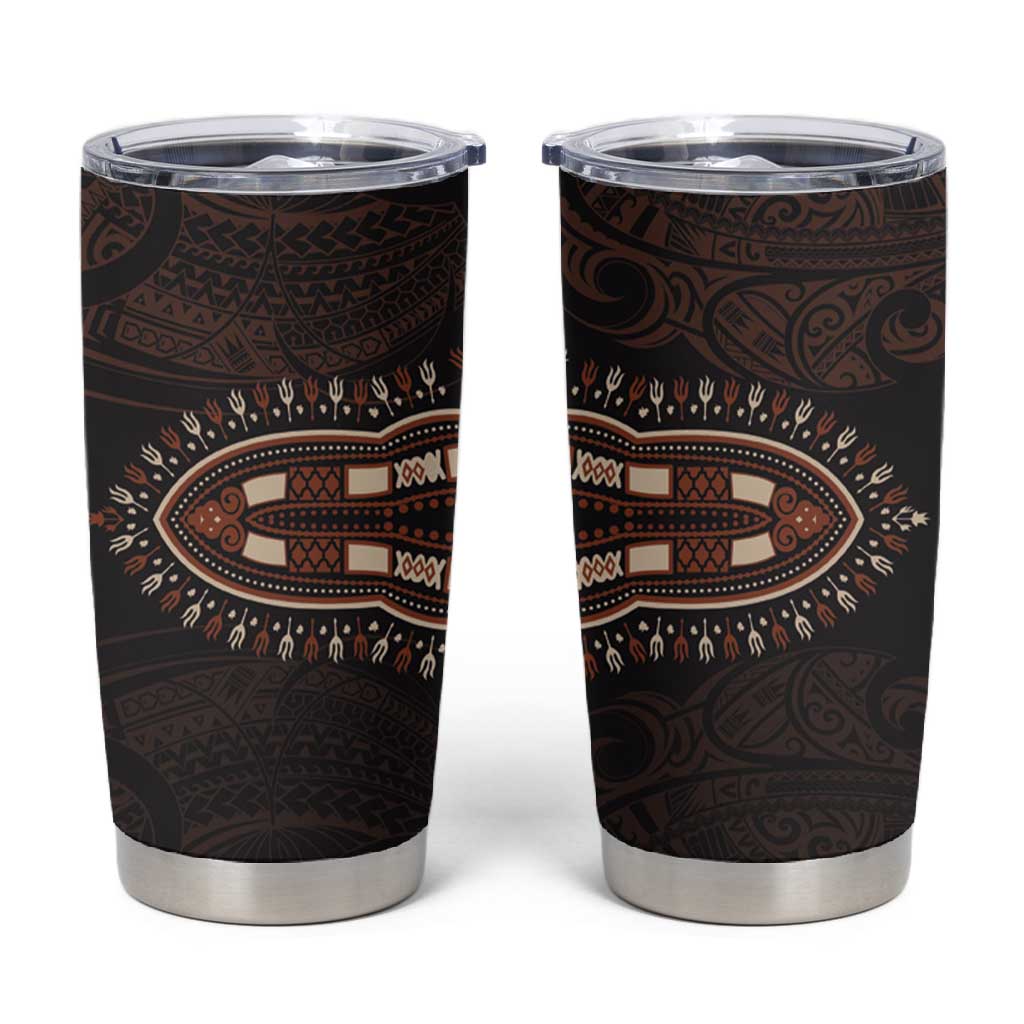 Dashiki and Polynesian Pattern Tumbler Cup Afro Pacific Culture Gold Version LT9