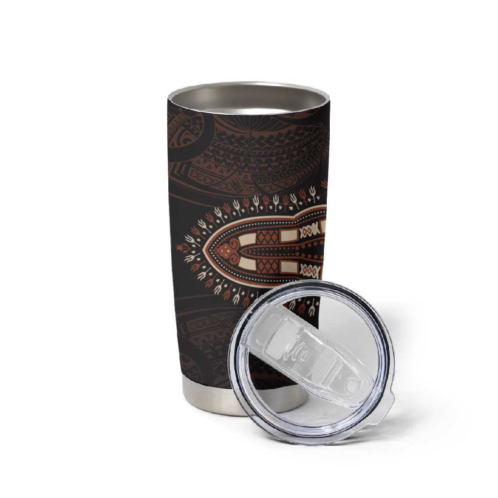 Dashiki and Polynesian Pattern Tumbler Cup Afro Pacific Culture Gold Version LT9