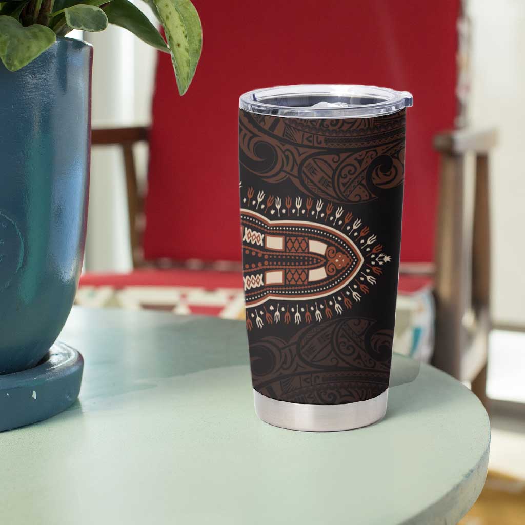 Dashiki and Polynesian Pattern Tumbler Cup Afro Pacific Culture Gold Version LT9