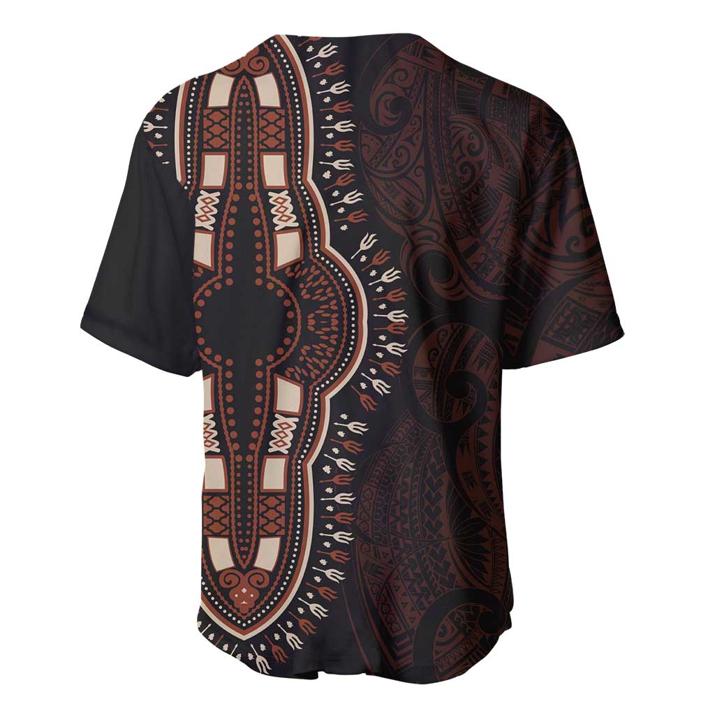 Dashiki and Polynesian Pattern Baseball Jersey Afro Pacific Culture Red Version LT9