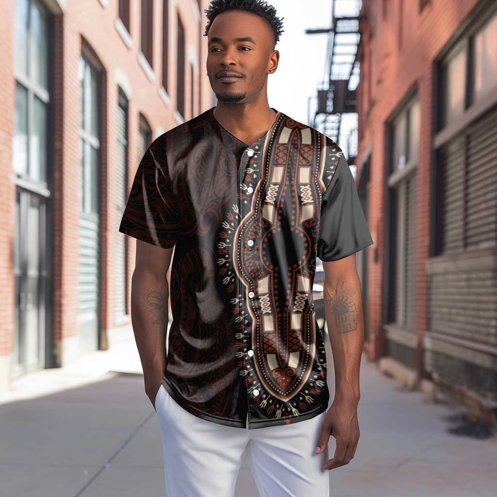 Dashiki and Polynesian Pattern Baseball Jersey Afro Pacific Culture Red Version LT9