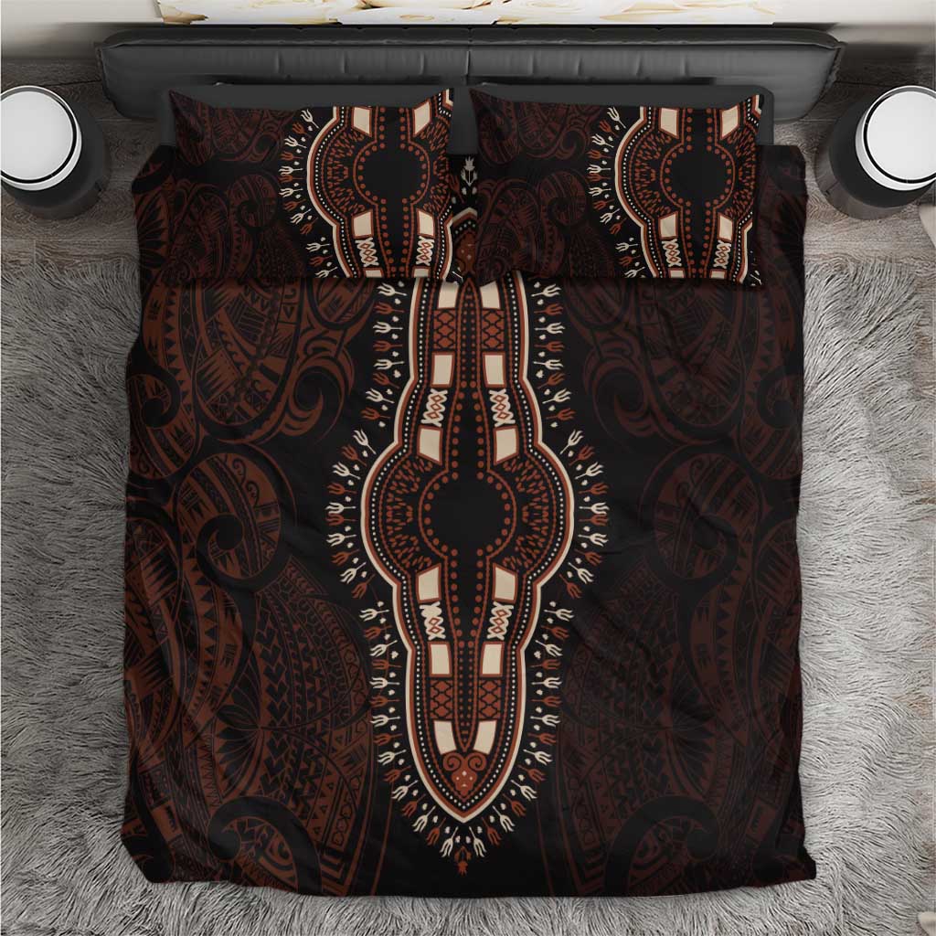 Dashiki and Polynesian Pattern Bedding Set Afro Pacific Culture Red Version LT9