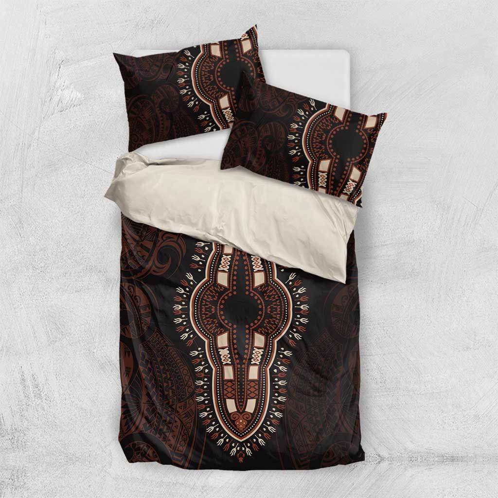 Dashiki and Polynesian Pattern Bedding Set Afro Pacific Culture Red Version LT9