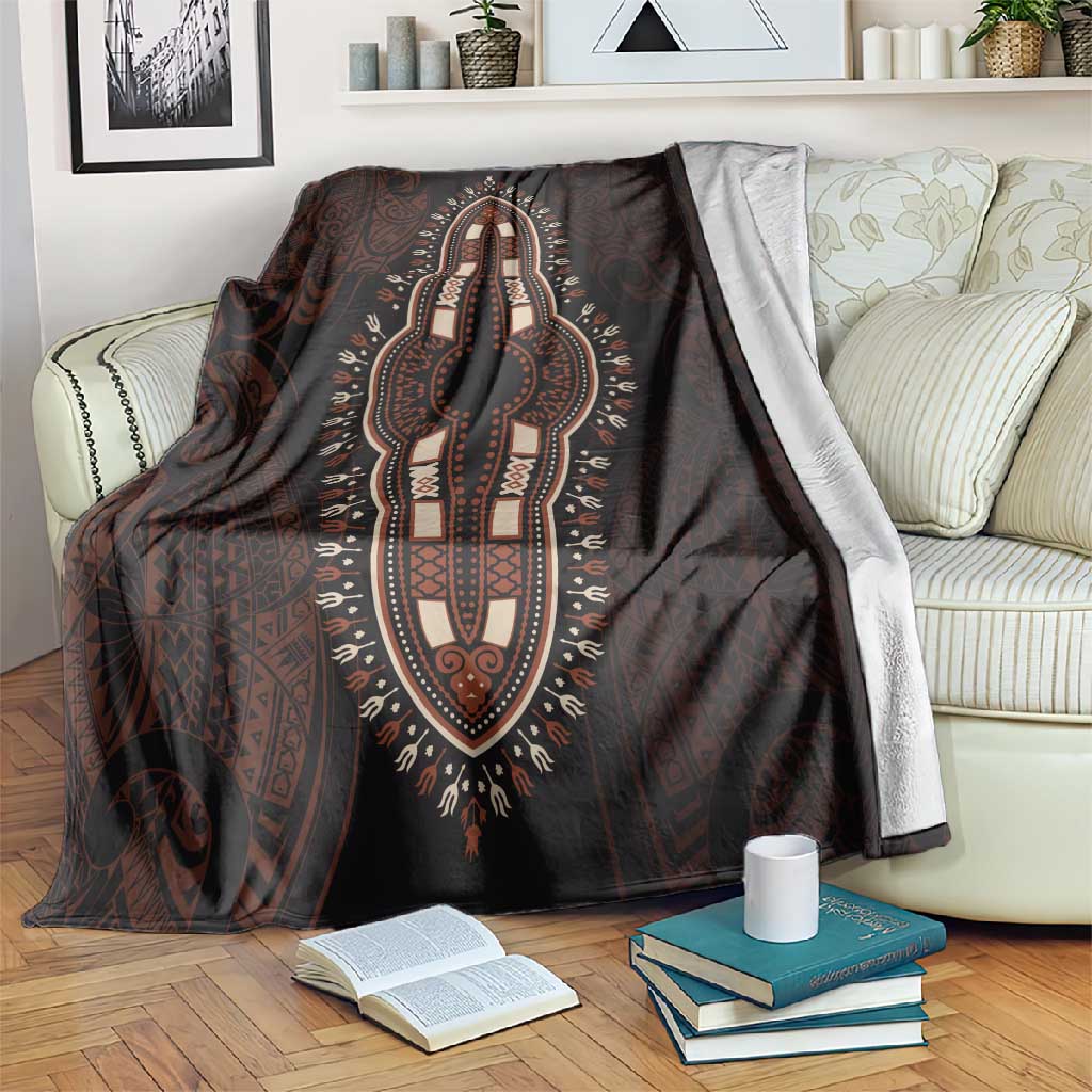 Dashiki and Polynesian Pattern Blanket Afro Pacific Culture Red Version LT9