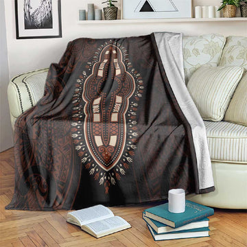 Dashiki and Polynesian Pattern Blanket Afro Pacific Culture Red Version LT9
