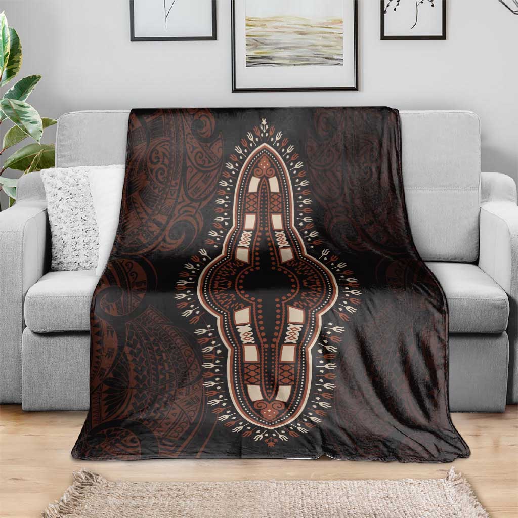 Dashiki and Polynesian Pattern Blanket Afro Pacific Culture Red Version LT9