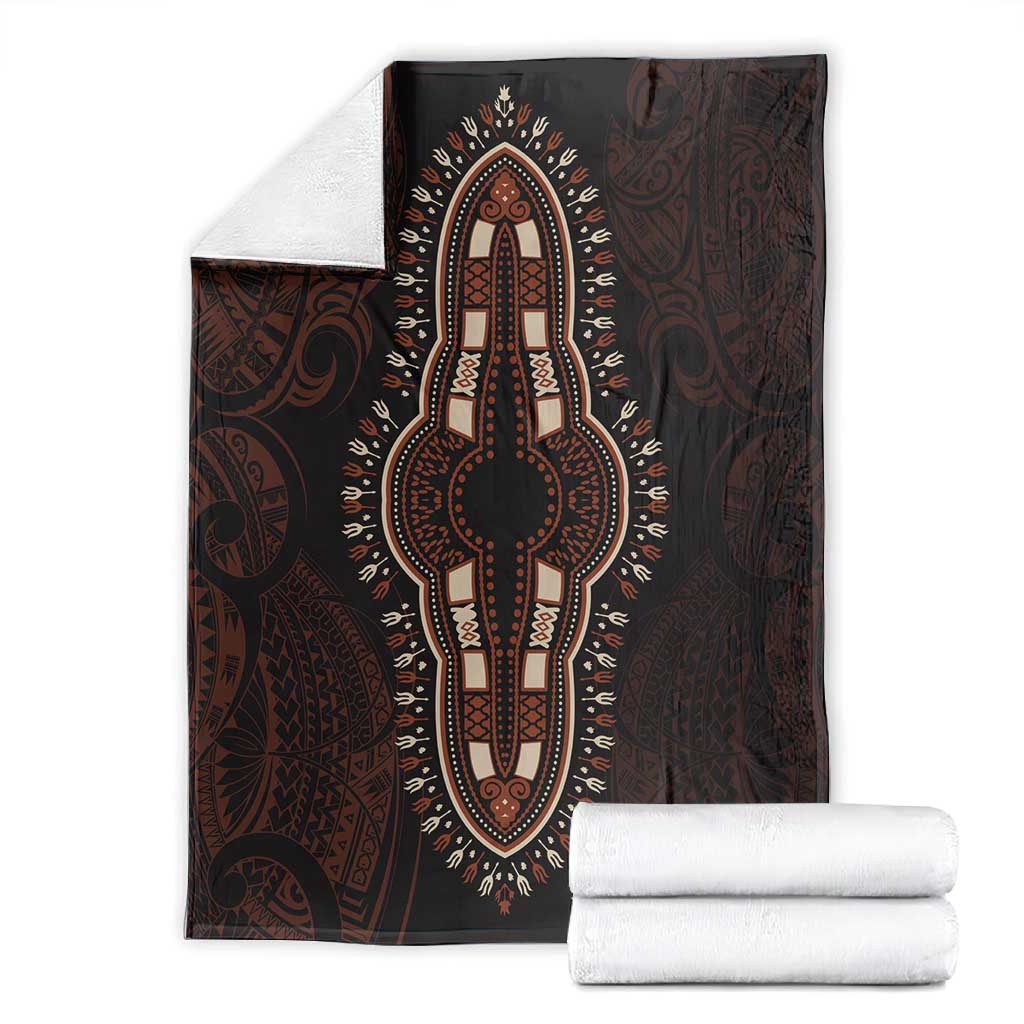 Dashiki and Polynesian Pattern Blanket Afro Pacific Culture Red Version LT9