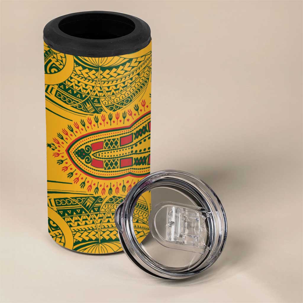 Dashiki and Polynesian Pattern 4 in 1 Can Cooler Tumbler Afro Pacific Culture Red Version LT9