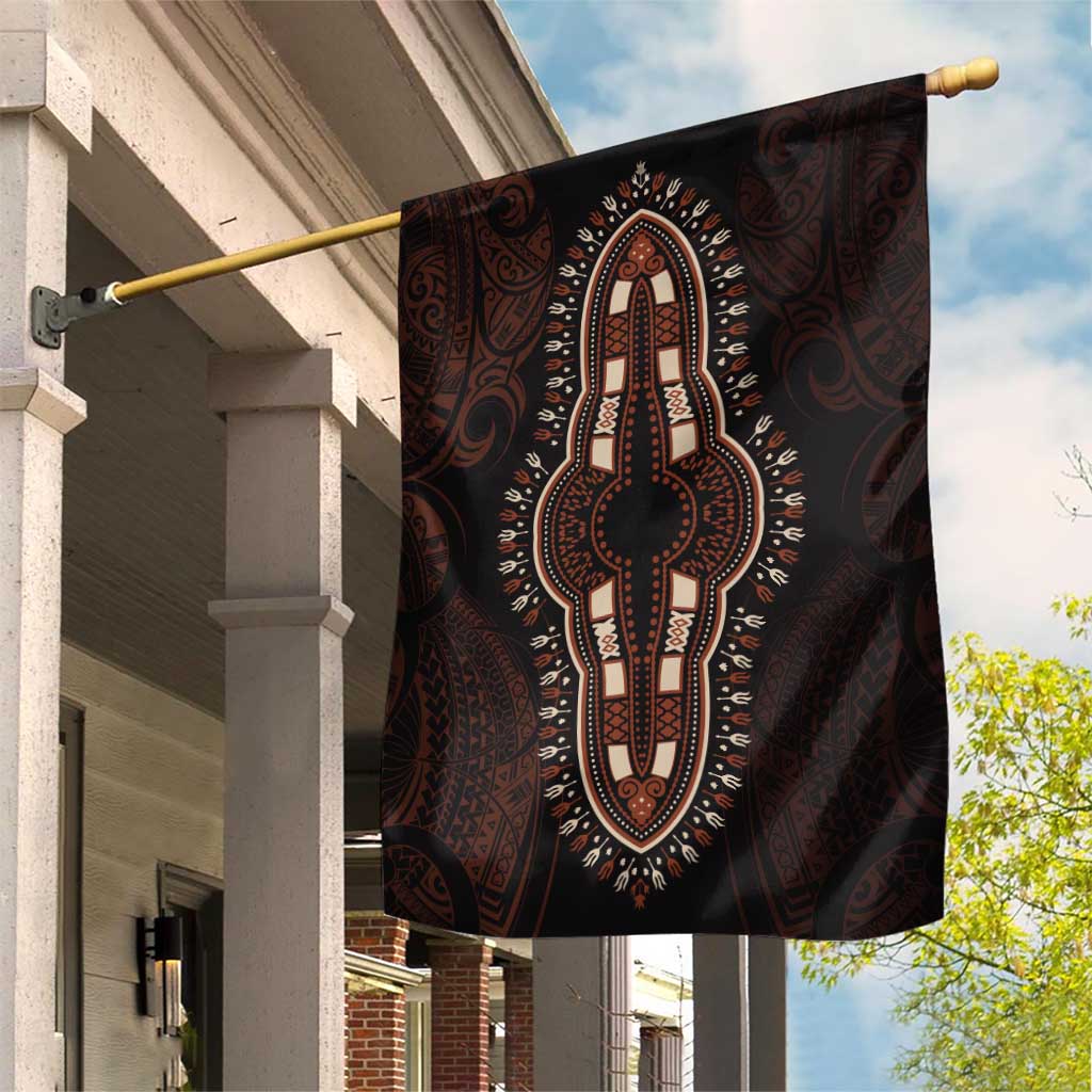 Dashiki and Polynesian Pattern Garden Flag Afro Pacific Culture Red Version LT9